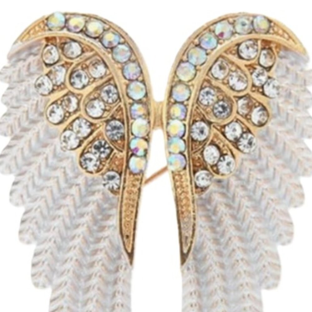 Vintage Gold & White Angel Wing Brooch - Picture 2 of 2